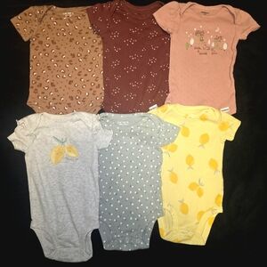 Carter's Bodysuits Set - Yellow, Gray, Pink, Brown